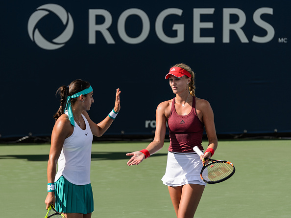 Caroline Garcia and Kristina Mladenovic in action at the Rogers Cup (Getty/Minas Panagiotakis)