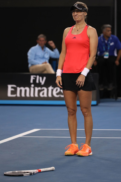 The Croatian could not help but to giggle after her victory over Radwanska | Photo: Mark Kolbe/Getty Images AsiaPac