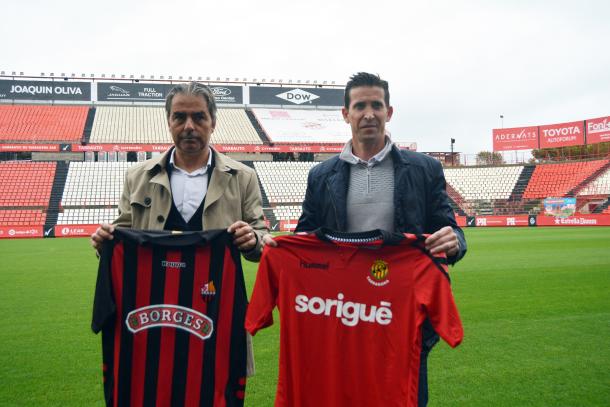 Los dos entrenadores en el Nou Estadi. (Foto: Nastic de Tarragona)