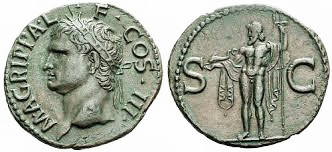Monedas romanas que se cree que representan el rostro de Agripa. Fuente: Wikicomons