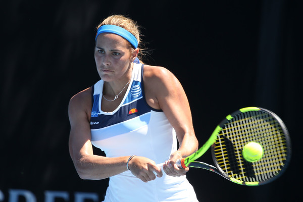 Monica Puig hits a backhand during her first-round match against Patricia Maria Tig at the 2017 Australian Open. | Photo: Pat Scala/Getty Images