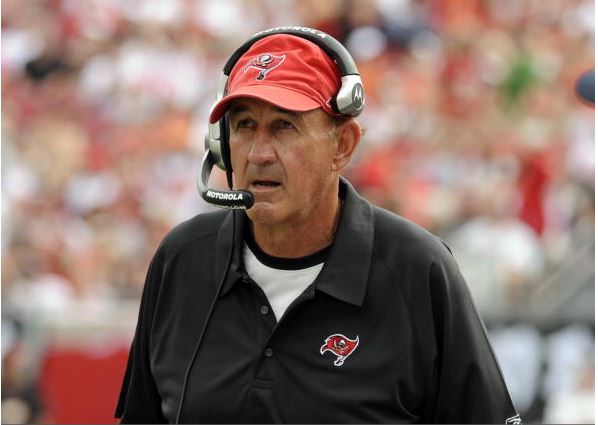 Defensive coordinator Monte Kiffin of the Tampa Bay Buccaneers watches play against the Carolina Panthers at Raymond James Stadium on December 30, 2007 in Tampa, Florida. (Photo by Al Messerschmidt/Getty Images)