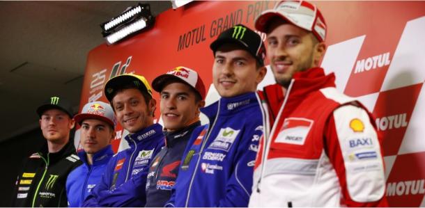 The line up at the pre-race press conference ahead of the Motul Grand Prix of Japan - www.motogp.com