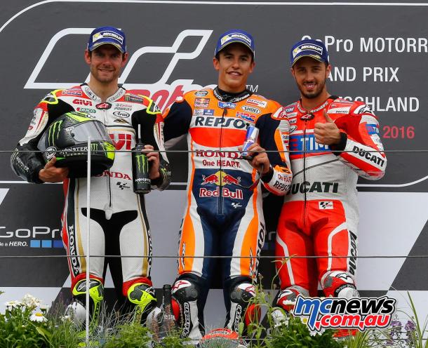 The winners podium from the German GP at Sachsenring - www.mcnews.com.au