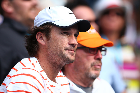 Carlos Moya looks on during Raonic's Australian Open run. Photo: Mark Kolbe/Getty Images