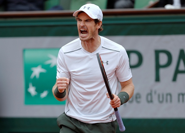 Andy Murray roars after winning a point in his semifinal win. Photo: Thomas Samson/AFP/Getty Images