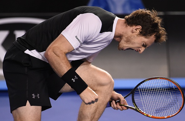 Andy Murray is fired up after saving a break point in the fourth set. Photo: William West/AFP/Getty Images
