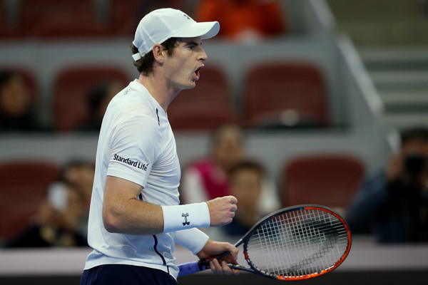 Andy Murray celebrates winning his semifinal match in Beijing this week. Photo: Emmanuel Wong/Getty Images