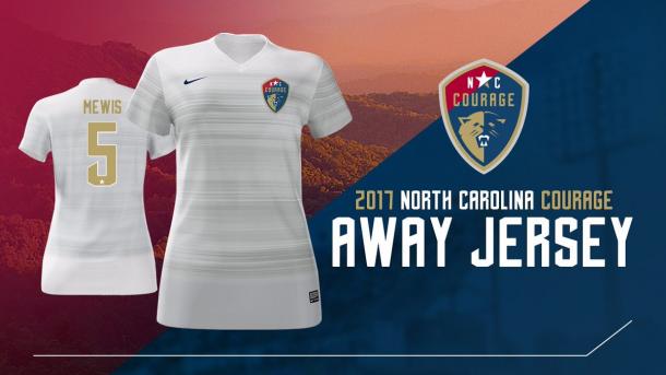 Their away kit will be primarily white with very subtle gold horizontal stripes | Source: The North Carolina Courage Twitter - @TheNCCourage