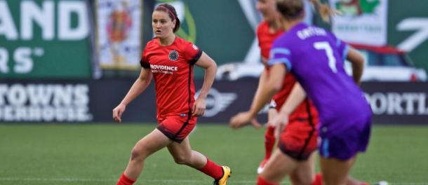 Lindsey Horan (Center) will be looking to score her third goal of the season on Saturday against the Washington Spirit. Photo provided by Craig Mitchelldyer.