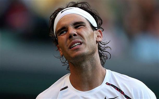 Rafael Nadal during his 2012 second round loss at Wimbledon, his last match for seven months. Photo: Getty Images