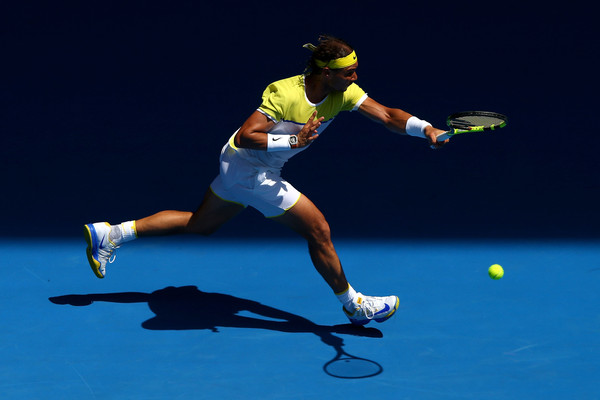 Nadal runs down a forehand in his first round loss in Melbourne. Photo: Ryan Pierse/Getty Images