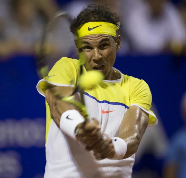 Nadal plays a backhand during his second round victory. Photo: Argentina Open
