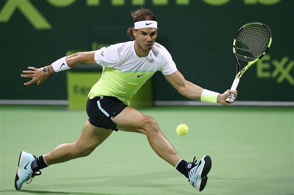 Nadal during his finals run in Doha last week. Photo: Karim Jaafar/AFP/Getty Images