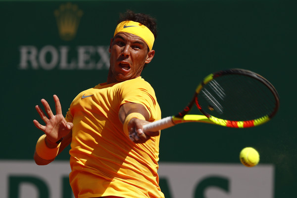 Rafael Nadal crushes one of his gigantic forehands during the Monte Carlo final. Photo: Julian Finney/Getty Images