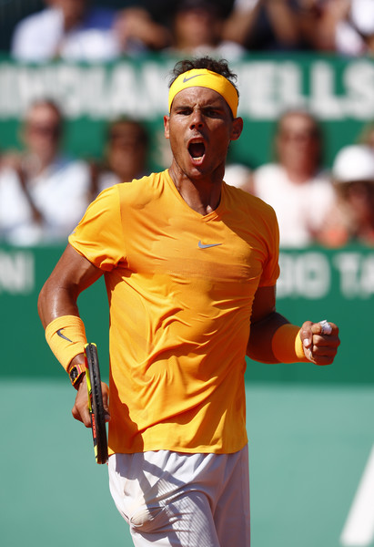 Nadal celebrates wrapping up his title in Monte Carlo. Photo: Julian Finney/Getty Images