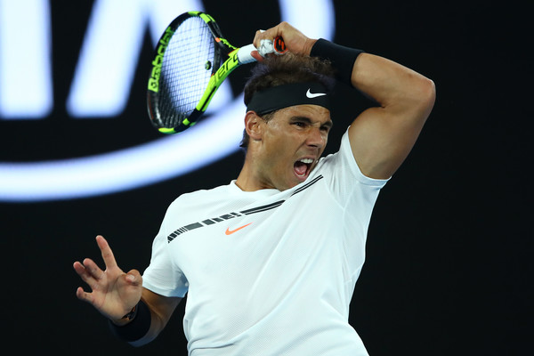 Nadal follows through on a forehand. Photo: Clive Brunskill/Getty Images