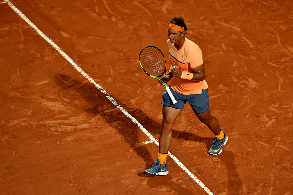 Rafael Nadal pumps his first during his second round win. Photo: Dennis Grombkowski/Getty Images