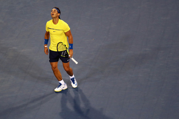 Nadal reacts to a point on Wednesday night in Cincinnati. Photo: Rob Carr/Getty Images