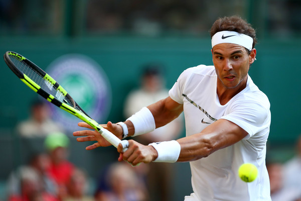 Nadal lines up a backhand during his second round win. Photo: Clive Brunskill/Getty Images