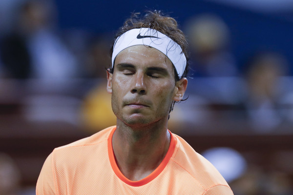 Rafael Nadal shows frustration after losing a point. Photo: Lintao Zhang/Getty Images