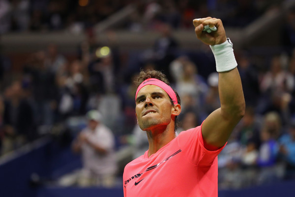 Nadal celebrates his third-round victory. Photo: Mike Stobe/Getty Images