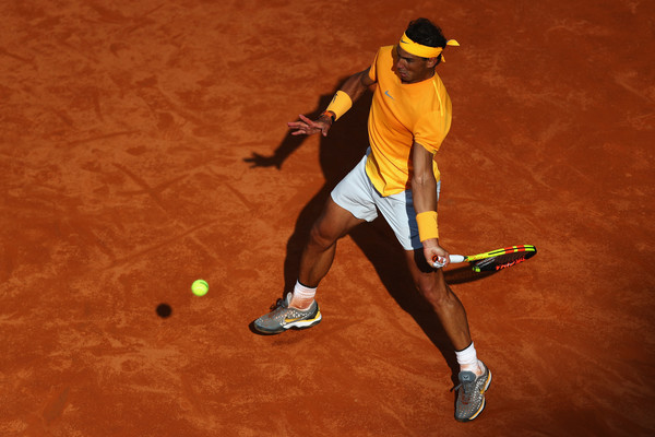 Nadal lines up one of his dominant forehands during the Shapovalov match. Photo: Dean Mouhtaropoulos/Getty Images