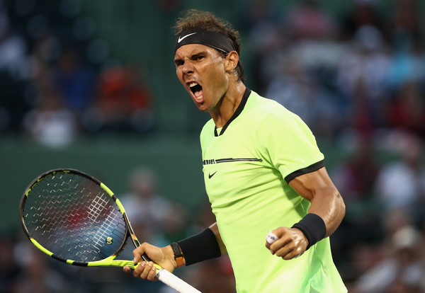 Nadal celebrates his third round win. Photo: Julian Finney/Getty Images