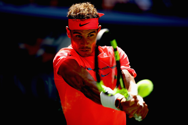 Nadal crushes a backhand during his fourth-round win. Photo: Clive Brunskill/Getty Images