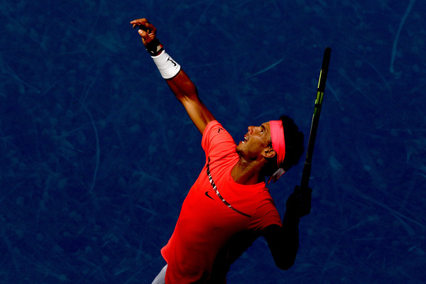 Nadal's serve, pictured, was huge in his win over Dolgopolov. Photo: Matthew Stockman/Getty Images