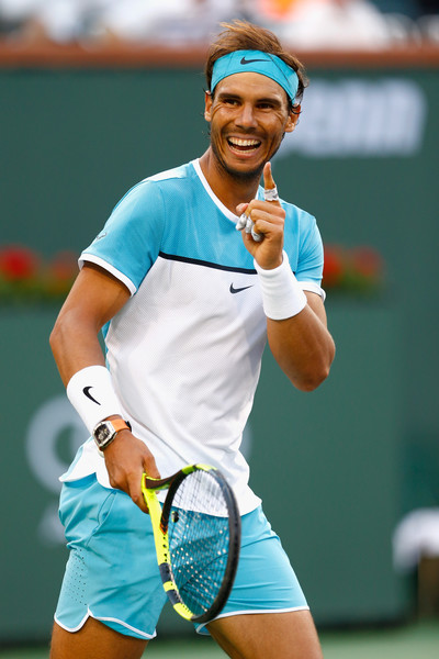 Rafael Nadal looks excited during his comeback win. Photo: Julian Finney/Getty Images