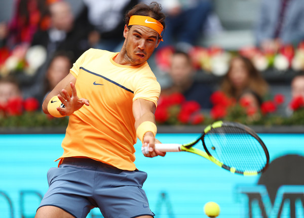 Rafael Nadal hits a forehand during the quarterfinal, a shot he needs to hit better in the semis. Photo: Julian Finney/Getty Images