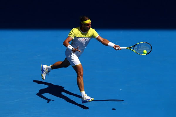 Rafael Nadal hits a forehand at the Australian Open. Photo: Ryan Pierse/Getty Images