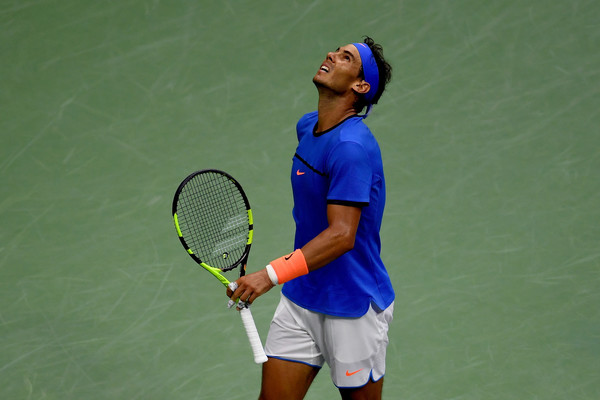 Rafael Nadal shows his frustration during his fourth round loss in New York. Photo: Mike Hewitt/Getty Images