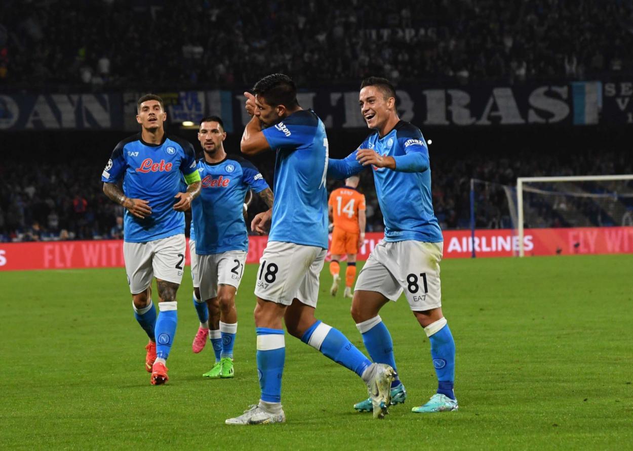 Celebración tras un gol. Fuente: SSC Napoli