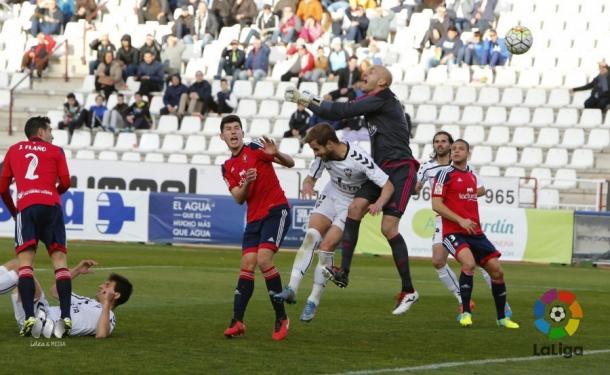 Momento de la falta de Portu a Nauzet que supuso el 2-0. Foto: LaLiga.