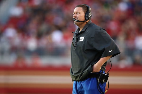 Head coach Ben McAdoo of the New York Giants looks on against the San Francisco 49ers during their NFL game at Levi's Stadium. |Source: Ezra Shaw/Getty Images North America|