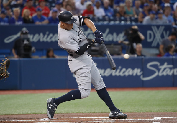 Aaron Judge scored the Yankees’ lone run on Friday night with a solo shot to left in the first: his 46th of the season. | Photo: Tom Szczerbowski/Getty Images