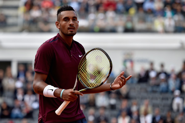 Nick Kyrgios reacts during his third round match at the 2016 Internazionali BNL d'Italia against Rafael Nadal. | Photo: Dennis Grombkowski/Getty Images Europe