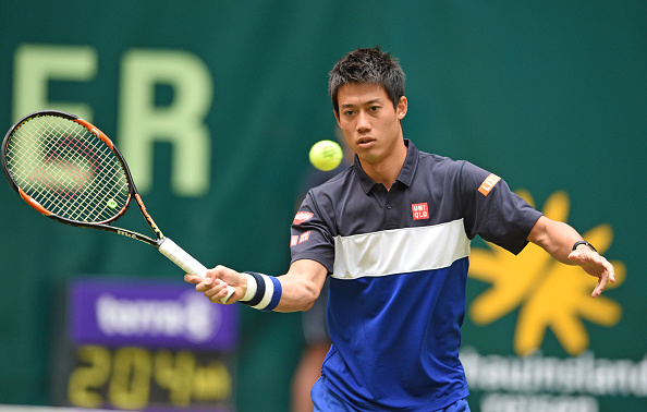 Kei Nishikori in action in Halle last year (Getty/Bongarts/Thomas Starke)