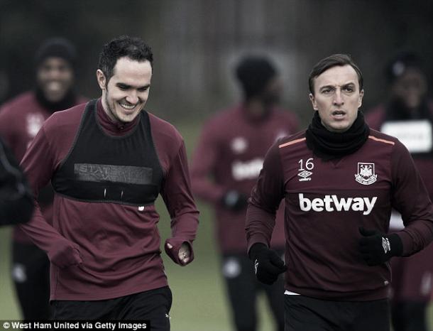 West Ham united training ahead of Sunday's clash with Manchester United Photo: Getty Images