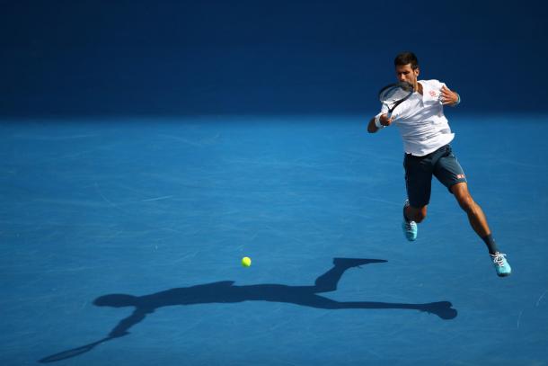 Novak Djokovic in action during the Australian Open. Photo: Getty Images/Clive Brunskill
