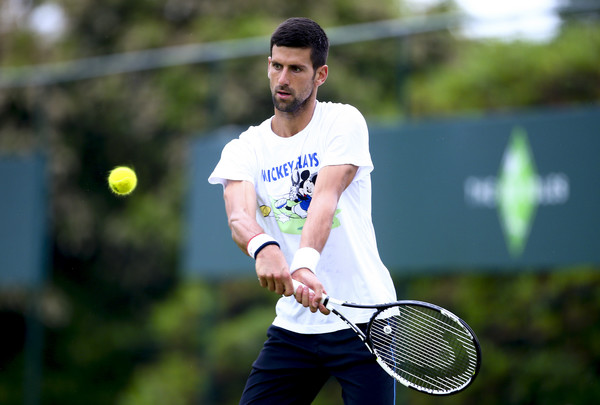 Novak Djokovic practices The Boodles TennisEvent. Photo: Jordan Mansfield/Getty Images