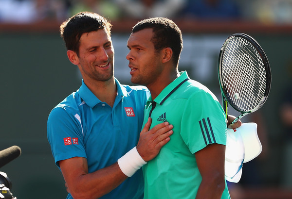 Djokovic and Tsonga in Indian Wells. Photo: Julian Finney/Getty Images