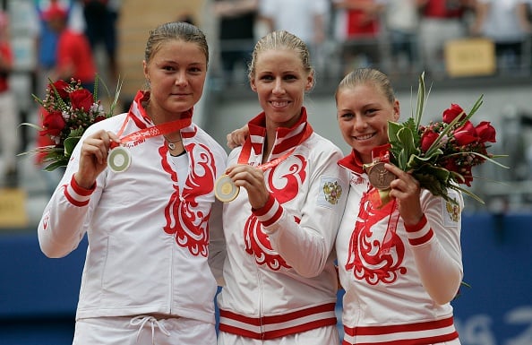 Safina, Dementieva, and Zvonareva on the podium in Beijing (Image: Professional Sport)