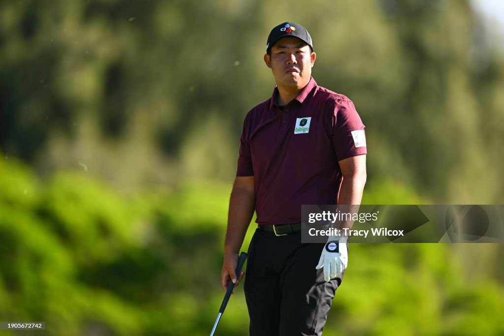 Byeong Hun An of South Korea looks to hit his tee shot at the second hole during the third round of The Sentry at The Plantation Course at Kapalua on January 6, 2024 in Kapalua, Maui, Hawaii. (Photo by Tracy Wilcox/PGA TOUR via Getty Images)