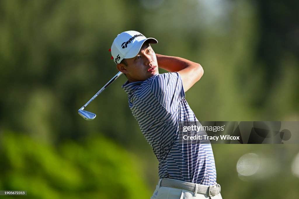 Collin Morikawa hits his tee shot on the second hole during the third round of The Sentry at The Plantation Course at Kapalua on January 6, 2024 in Kapalua, Maui, Hawaii. (Photo by Tracy Wilcox/PGA TOUR via Getty Images)