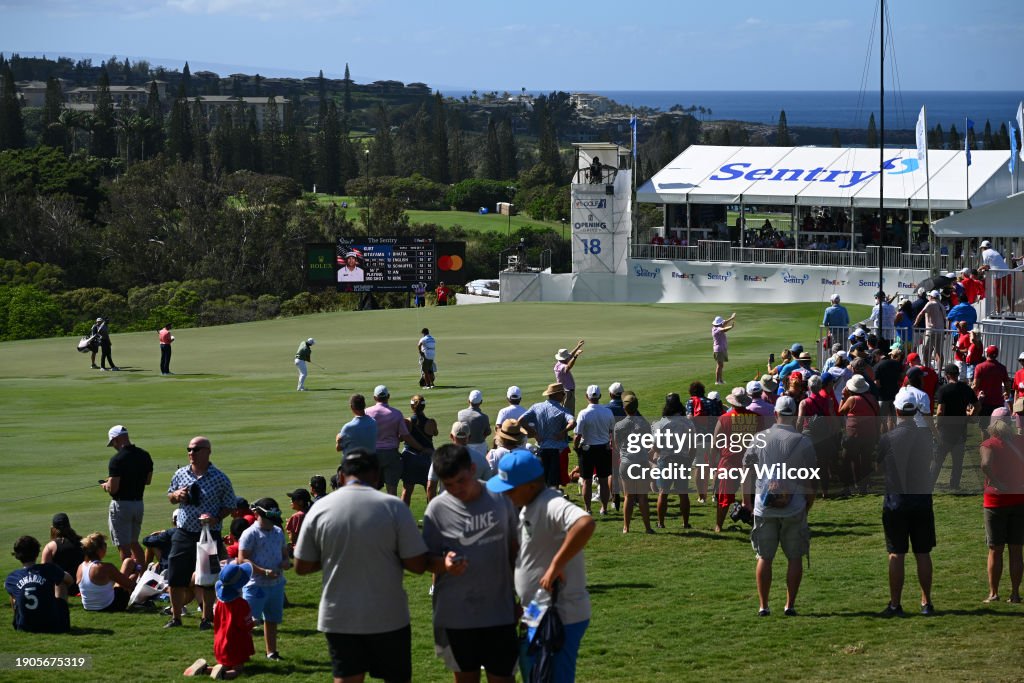 View of the 18th hole during the third round of The Sentry at The Plantation Course at Kapalua on January 6, 2024 in Kapalua, Maui, Hawaii. (Photo by Tracy Wilcox/PGA TOUR via Getty Images)