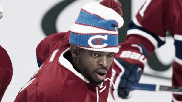 P.K. Subban works out on the ice prior to a home game at the Bell Centre in Montreal. (Paul Chiasson/CP)