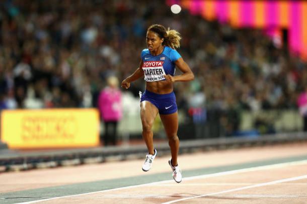 Carter crosses the line to take her first World title (Getty/Patrick Smith)